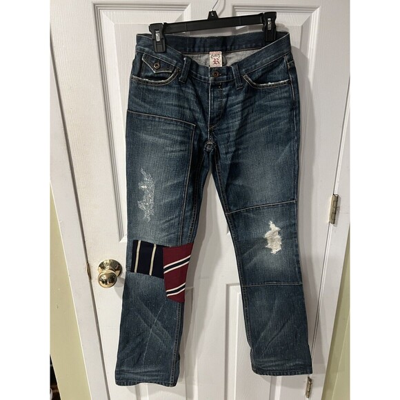 Rugby Ralph Lauren Jeans Womens Sz 27 Patch Work Destroyed Denim Bootcut Rare - Picture 10 of 10